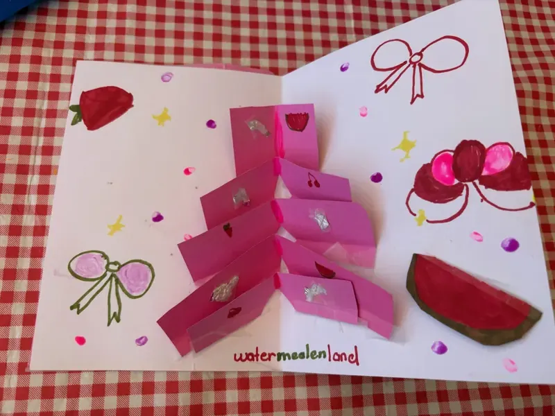 A pink pop-up paper world called Watermelon Land